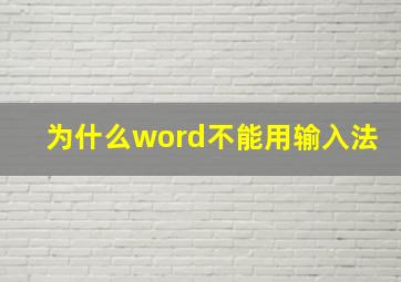 为什么word不能用输入法