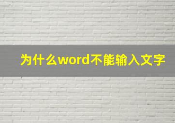 为什么word不能输入文字