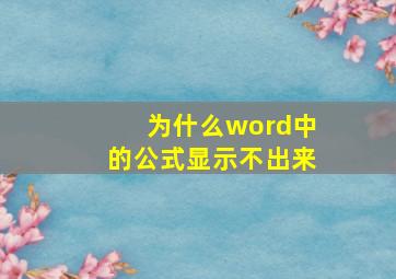 为什么word中的公式显示不出来