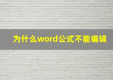 为什么word公式不能编辑