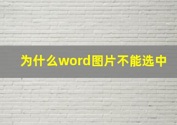 为什么word图片不能选中