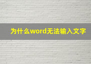 为什么word无法输入文字