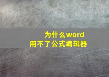 为什么word用不了公式编辑器