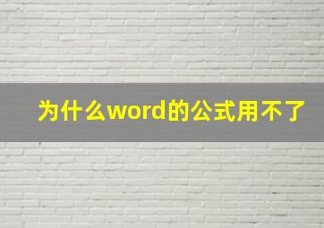 为什么word的公式用不了