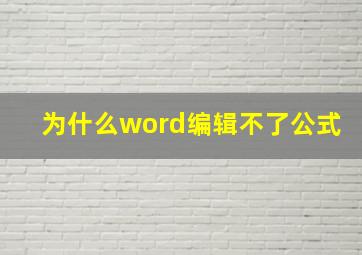 为什么word编辑不了公式