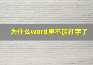 为什么word里不能打字了