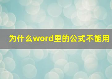 为什么word里的公式不能用