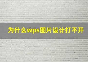 为什么wps图片设计打不开