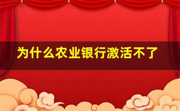 为什么农业银行激活不了