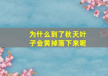 为什么到了秋天叶子会黄掉落下来呢