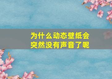 为什么动态壁纸会突然没有声音了呢