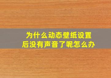 为什么动态壁纸设置后没有声音了呢怎么办