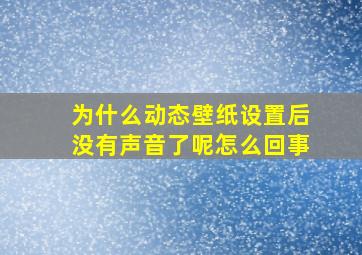 为什么动态壁纸设置后没有声音了呢怎么回事