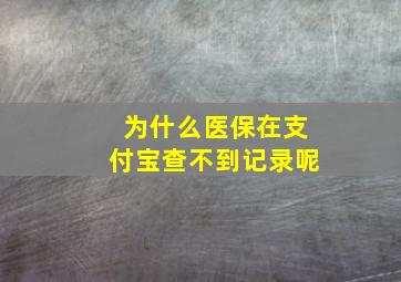 为什么医保在支付宝查不到记录呢