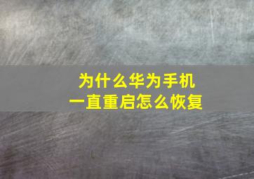 为什么华为手机一直重启怎么恢复