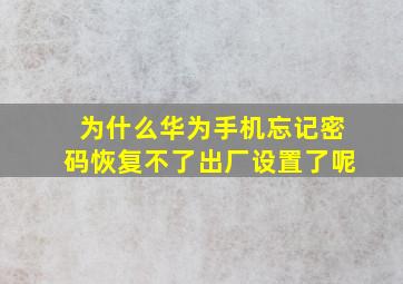 为什么华为手机忘记密码恢复不了出厂设置了呢