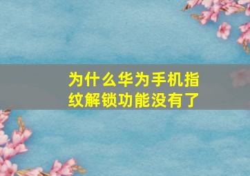 为什么华为手机指纹解锁功能没有了