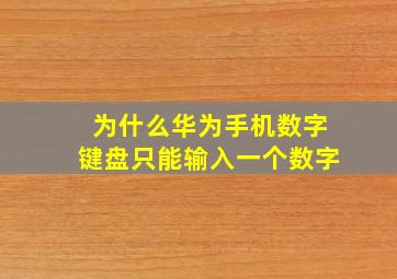 为什么华为手机数字键盘只能输入一个数字