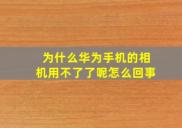 为什么华为手机的相机用不了了呢怎么回事