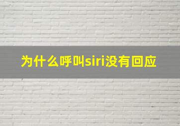 为什么呼叫siri没有回应