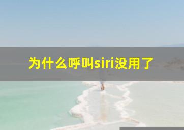 为什么呼叫siri没用了