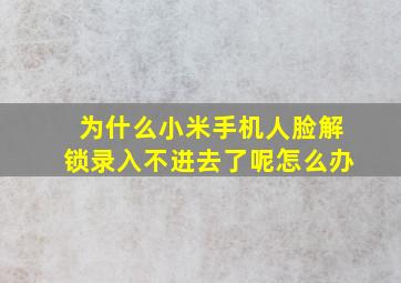 为什么小米手机人脸解锁录入不进去了呢怎么办