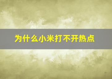 为什么小米打不开热点