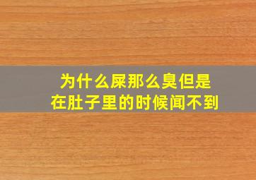 为什么屎那么臭但是在肚子里的时候闻不到