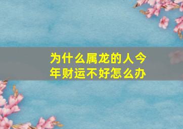 为什么属龙的人今年财运不好怎么办