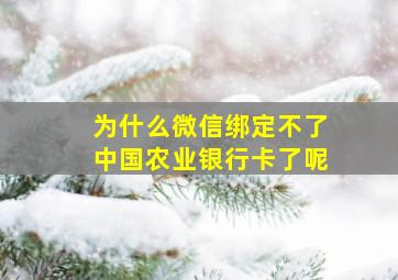 为什么微信绑定不了中国农业银行卡了呢