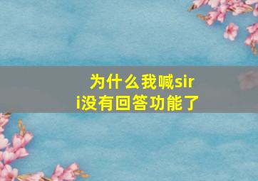 为什么我喊siri没有回答功能了