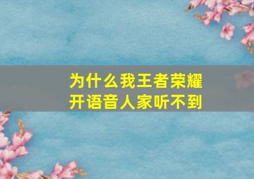 为什么我王者荣耀开语音人家听不到