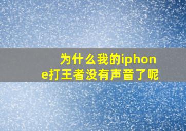 为什么我的iphone打王者没有声音了呢