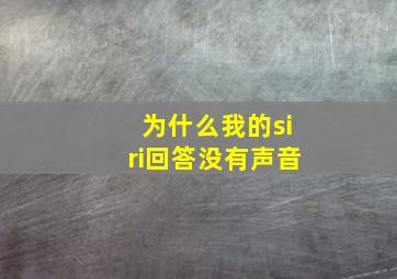 为什么我的siri回答没有声音