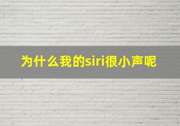 为什么我的siri很小声呢