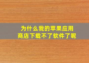 为什么我的苹果应用商店下载不了软件了呢