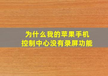 为什么我的苹果手机控制中心没有录屏功能