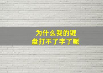 为什么我的键盘打不了字了呢