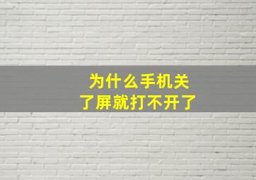 为什么手机关了屏就打不开了