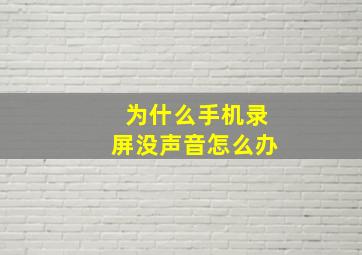 为什么手机录屏没声音怎么办