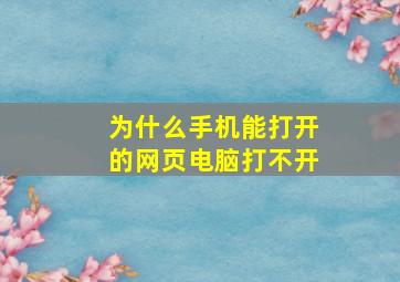 为什么手机能打开的网页电脑打不开