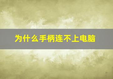 为什么手柄连不上电脑