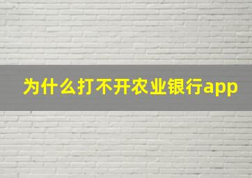 为什么打不开农业银行app