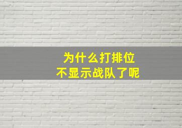 为什么打排位不显示战队了呢