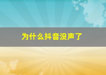 为什么抖音没声了