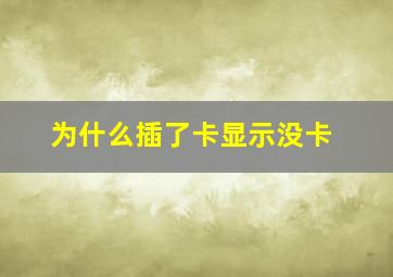 为什么插了卡显示没卡