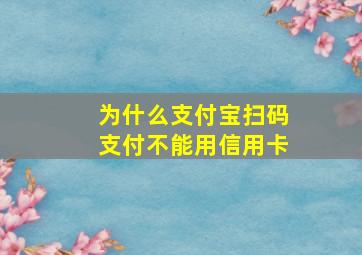 为什么支付宝扫码支付不能用信用卡