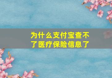 为什么支付宝查不了医疗保险信息了