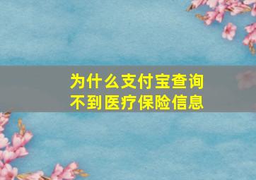 为什么支付宝查询不到医疗保险信息