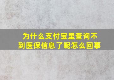 为什么支付宝里查询不到医保信息了呢怎么回事